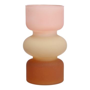 Jarrón de cristal NEVOLINKI, rosa-beige-marrón-mate, 18 cm, Ø 10,5 cm