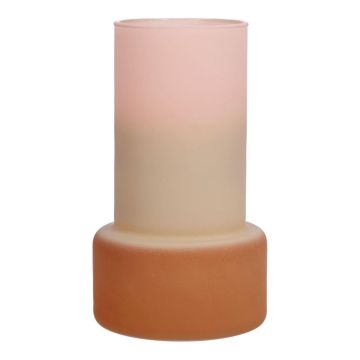Jarrón decorativo NULAILA, vidrio, rosa-beige-marrón-mate, 18 cm, Ø 10,5 cm