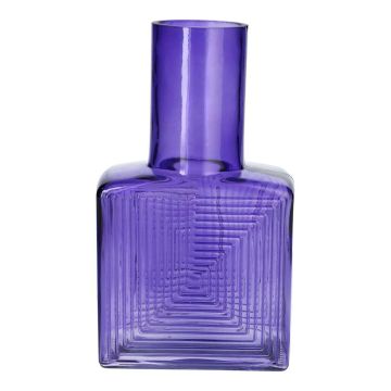 Jarrón cuadrado ORESTINO de vidrio, lila transparente, 13 x 7,5 x 22,5 cm