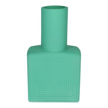 Jarrón cuadrado ORESTINO de vidrio, menta mate, 13 x 7,5 x 22,5 cm