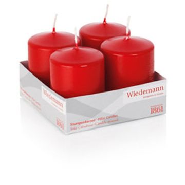 Corona de Adviento con velas JENARO, 4 unidades, rojas, 8 cm, Ø 6 cm, 29 h - Fabricado en Alemania