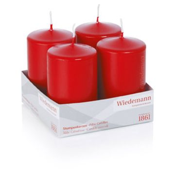 Corona de Adviento con velas JENARO, 4 unidades, rojo, 10 cm, Ø 6 cm, 33 h - Fabricado en Alemania