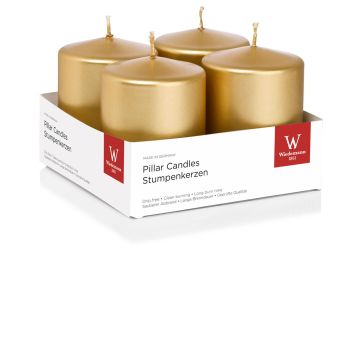 Corona de Adviento con velas JENARO, 4 unidades, doradas, 8 cm, Ø 6 cm, 29 h - Fabricado en Alemania