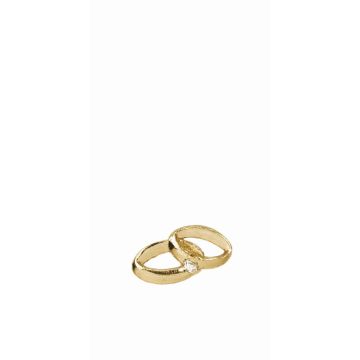 Adorno de cera anillos de boda AKONY con piedra, dorado brillante, 1,8 x 3,5 cm