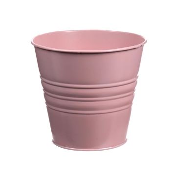 Jardinera redonda MICOLATO con ranuras, zinc, rosa, 12cm, Ø13,5cm