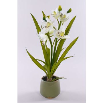 Orquídea cymbidium artificial NALA en maceta de cerámica, crema, 50cm Orquídea cymbidium artificial NALA en maceta de cerámica, crema, 50cm