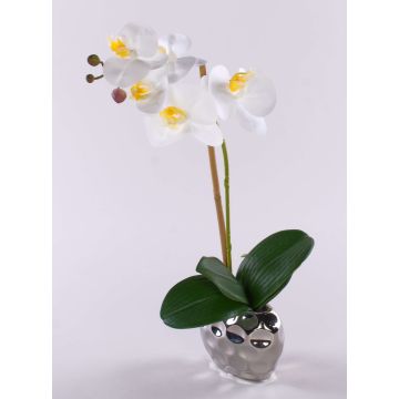 Orquídea Phalaenopsis artificial EMILIA, maceta de cerámica, blanca, 45cm