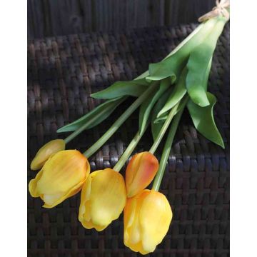 Ramo de tulipanes artificiales LONA, naranja claro-verde, 45cm, Ø15cm