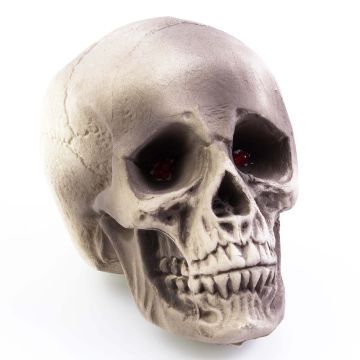 Calavera para decoración de Halloween MATTY, beige-gris, LEDs, 21x15x16cm Calavera para decoración de Halloween MATTY, beige-gris, LEDs, 21x15x16cm
