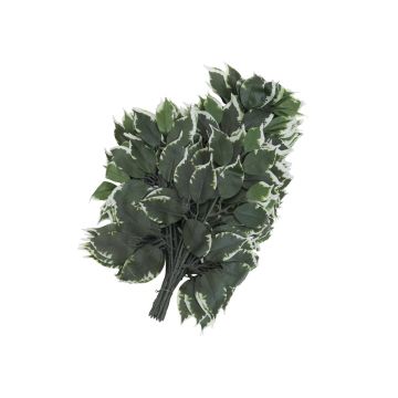 Rama de Ficus de plástico SAKURA, 12 piezas, verde-blanco, 60cm Rama de Ficus de plástico SAKURA, 12 piezas, verde-blanco, 60cm