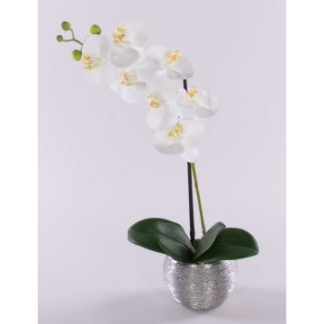 Orquídea Phalaenopsis artificial EMILIA, maceta decorativa, blanco, 45cm