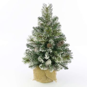 Árbol Navidad sintético RIGA, piñas, saco yute, blanco, 60cm, Ø40cm