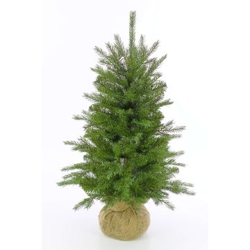 Árbol Navidad sintético WELLINGTON, saco yute, LEDs, 90cm, Ø65cm