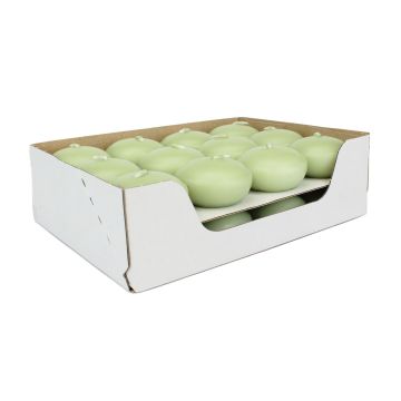 Set de 24 velas flotantes ORNELLA, verde pastel, 2,8cm, Ø4,5cm, 4h