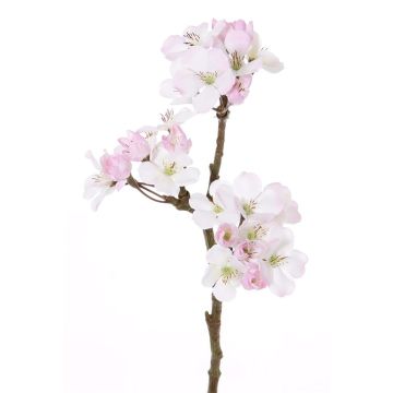 Rama manzano artificial OCHUKO, con flores, blanco-rosa, 35cm, Ø1,5-4cm