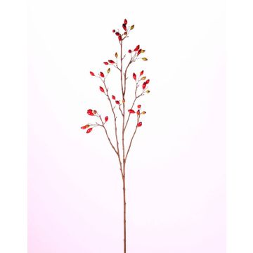 Rama de rosa canina artificial EDITH, con frutos, rojo, 110cm