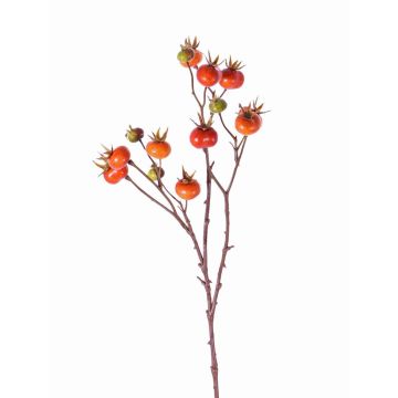 Rama de rosa villosa artificial GERDA, con frutos, naranja, 65cm