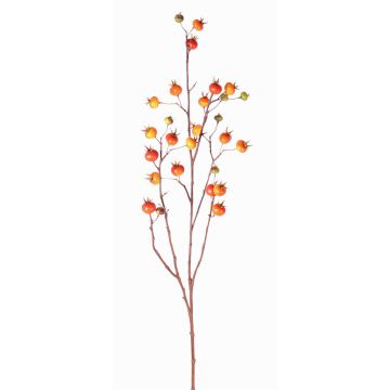 Rama de rosa villosa artificial GERDA, con frutos, naranja, 110cm Rama de rosa villosa artificial GERDA, con frutos, naranja, 110cm
