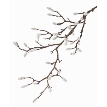 Rama de magnolia artificial KOTORI, blanco, gris, 75cm, Ø0,5-1cm