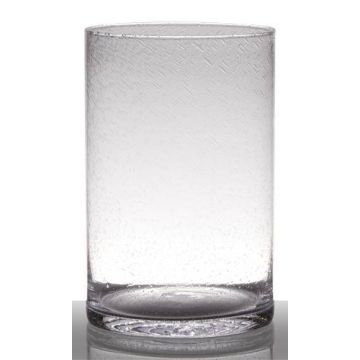 Florero de cristal con burbujas SANUA, cilindro, transparente, 30cm, Ø19cm