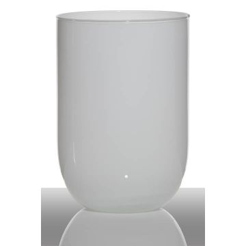 Jarrón de forma cilíndrica MARISA, vidrio, blanco, 20cm, Ø14cm