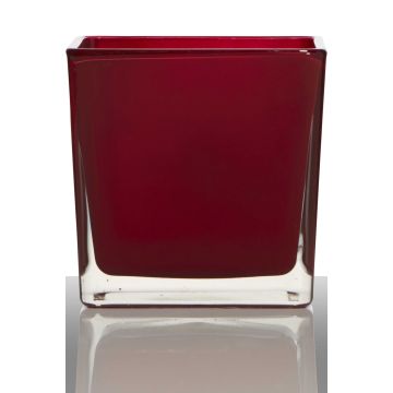 Jardinera de vidrio KIM EARTH, roja, 14x14x14cm