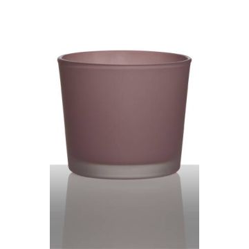 Portavelas grande ALENA FROST, vidrio, rosa viejo mate, 9cm, Ø10cm