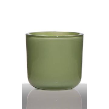 Portavelas de cristal NICK, verde hierba, 13cm, Ø14cm