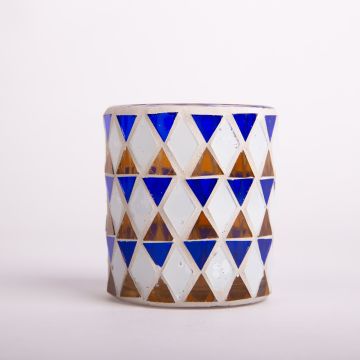 Jarro de mosaico SAMIRA, azul-blanco, 8cm, Ø7cm