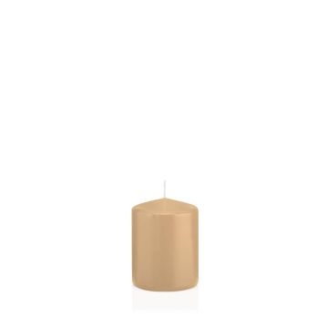 Vela de farol MAEVA, pilar, marrón claro, 8cm, Ø6cm, 29h - Made in Germany