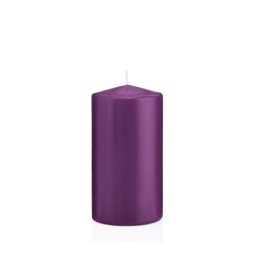 Vela de farol MAEVA, cilíndrica, violeta, 15cm, Ø8cm, 69h - Made in Germany