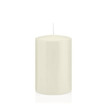 Vela de farol MAEVA, cilíndrica, marfil, 15cm, Ø10cm, 113h - Made in Germany