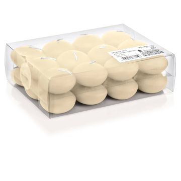 Pack de velas flotantes ORNELLA, 24 unidades, crema, Ø4,5cm, 4h