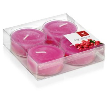 Velas de té ASTRID con olor a arándanos, 4 piezas, rosa, 1,9cm, Ø5,7cm, 8h