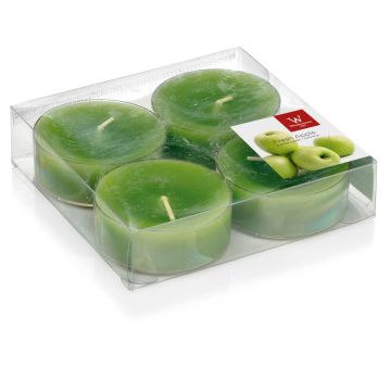 Velas de té ASTRID con olor a manzana verde, 4 piezas, verde, 1,9cm, Ø5,7cm, 8h