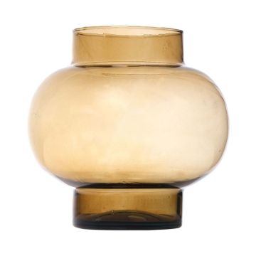 Florero esférico de cristal RAINIERO, reciclado, naranja-marrón-transparente, 26cm, Ø26cm