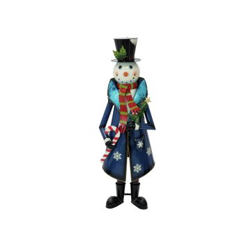 Figura decorativa muñeco de nieve RUDIE con abrigo, 150 cm