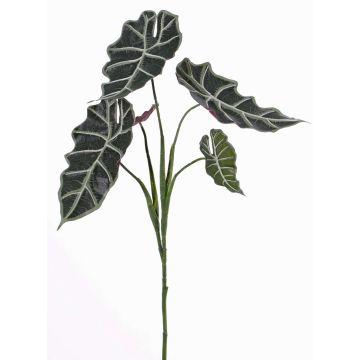 Alocasia Sanderiana de plástico MATHEA en palo, verde-blanco, 75cm