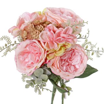 Ramo de rosas hortensia y echeveria artificial SIERRA rosa, rosa, 25cm, Ø25cm Ramo de rosas hortensia y echeveria artificial SIERRA rosa, rosa, 25cm, Ø25cm