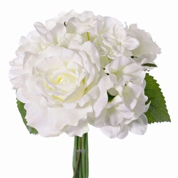 Ramo de Hortensia artificial SANDRINE, rosas, blanco, 25cm, Ø20cm