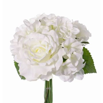 Ramo de Hortensia artificial SANDRINE, rosas, blanco, 25cm, Ø20cm