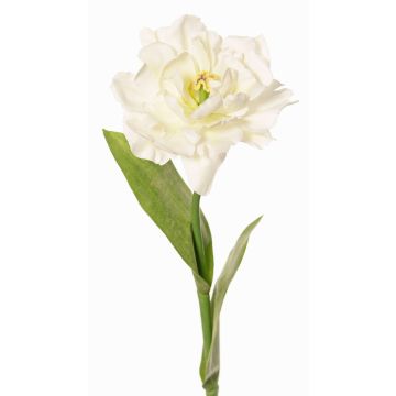 Tulipán loro artificial STEFANIE, blanco-verde, 65cm, Ø14cm