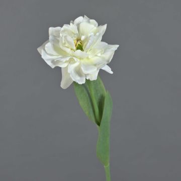 Tulipán loro artificial STEFANIE, blanco-verde, 65cm, Ø7cm