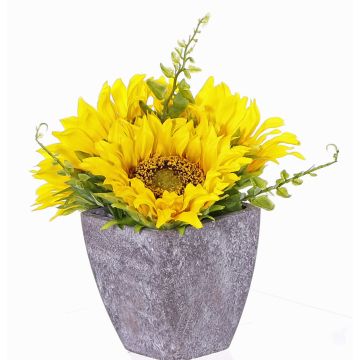 Arreglo de girasoles artificiales SILKE en maceta decorativa, amarillo, 20cm, Ø10cm Arreglo de girasoles artificiales SILKE en maceta decorativa, amarillo, 20cm, Ø10cm