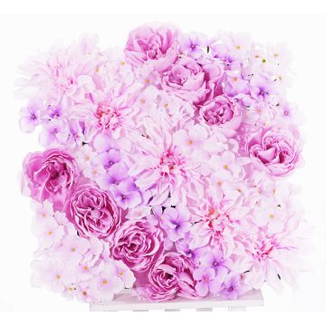 Cuadro de flores artificiales con dalia, hortensia, rosa, EVOLET, 30x30cm