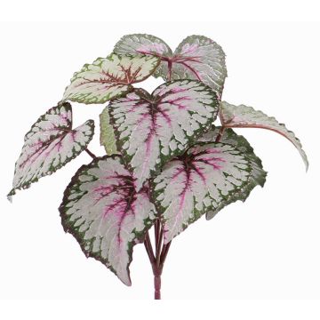 Hojas de begonia rex artificial KATRICE en palo, violeta-verde, 25cm Hojas de begonia rex artificial KATRICE en palo, violeta-verde, 25cm
