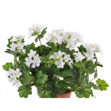 Geranio artificial BERENIKE con vara de fijación, zona protegida, blanco, 40cm, Ø5-8cm