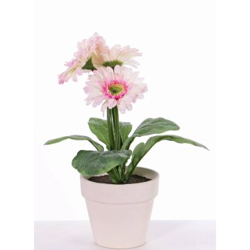 Gerbera simulada SIMONE en maceta decorativa, rosa, 30cm, Ø9,5cm