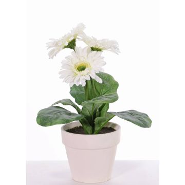 Gerbera simulada SIMONE en maceta decorativa, blanca, 30cm, Ø9,5cm