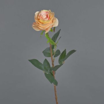 Rosa artificial BRINA, crema-rosa, 70cm